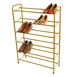 Zapatera de tubo 18 pares dorado